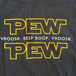 Star Wars Black T-Shirt with Yellow 'PEW PEW' Graphic